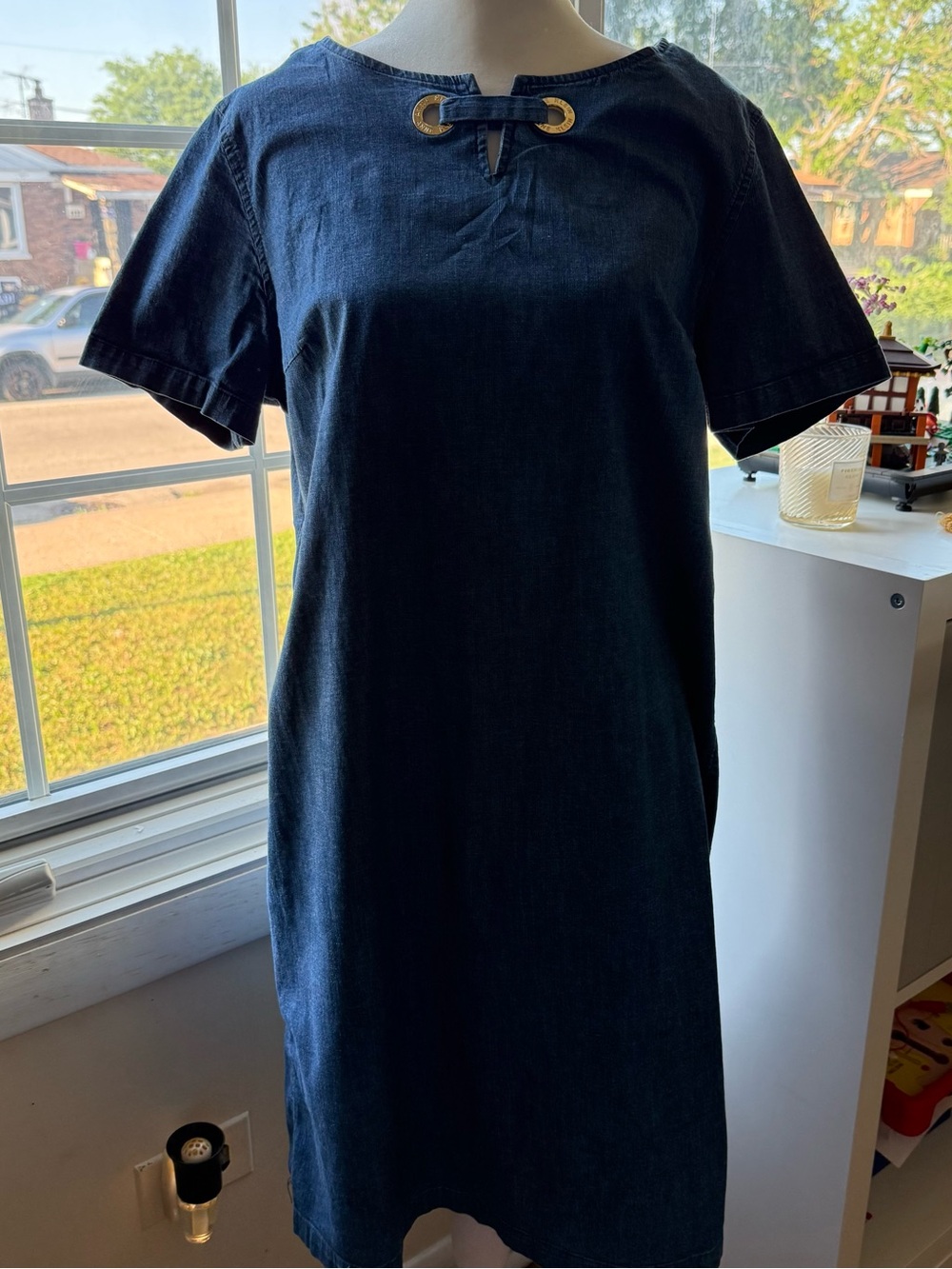Ann Klein knee lenght denim sheath dress